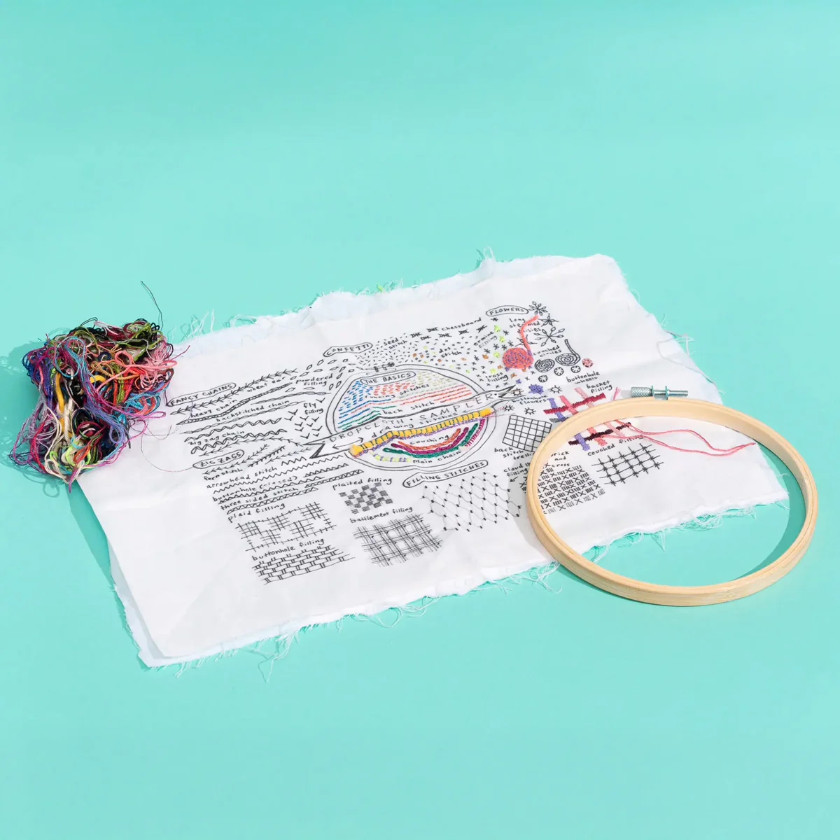 Dropcloth Drawing Stitches Sampler Embroidery Kit