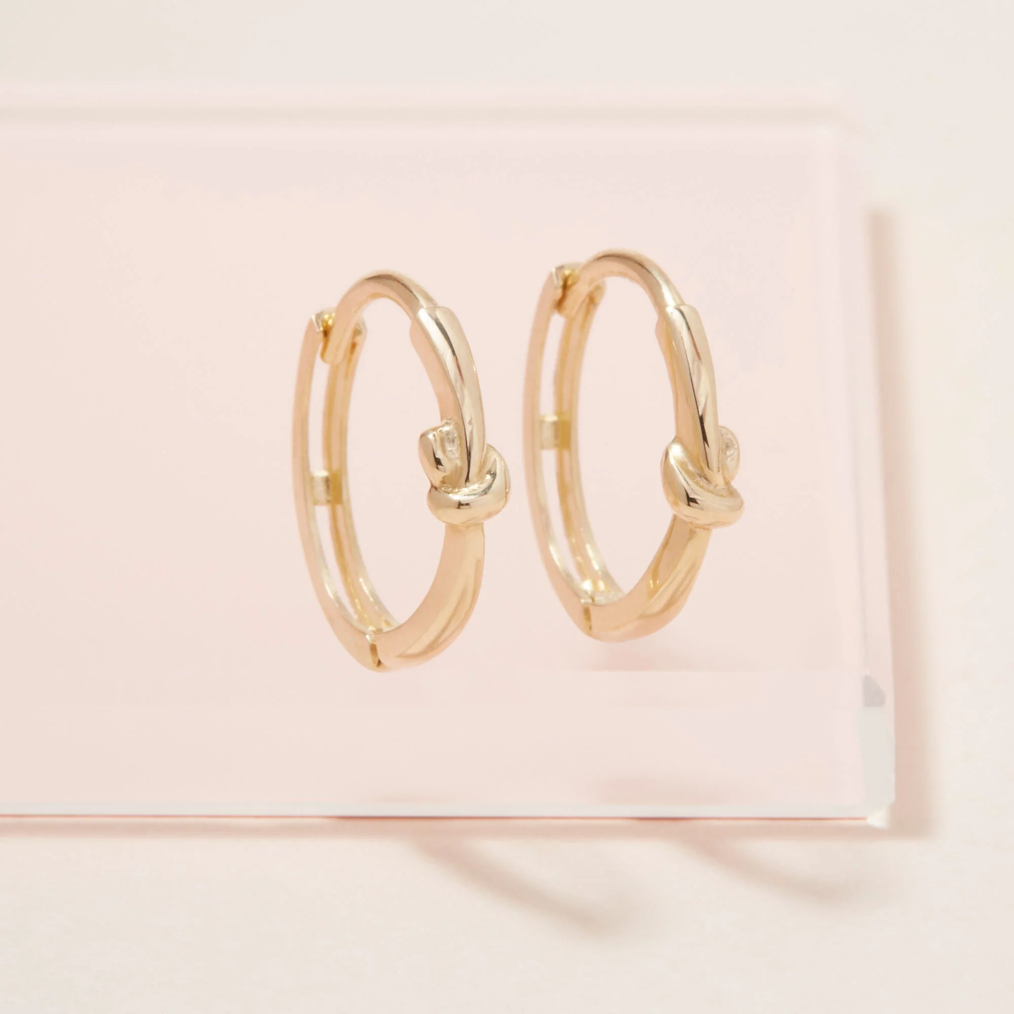 Stone and Strand Gold Knot Huggies - Image 5